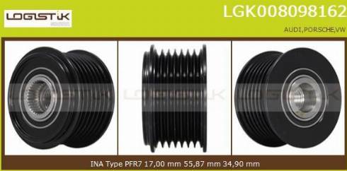 LGK LGK008098162 - Шкив генератора, муфта www.autospares.lv