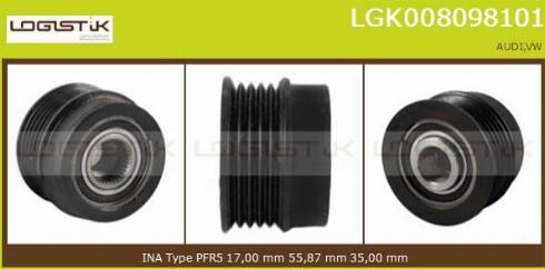 LGK LGK008098101 - Шкив генератора, муфта www.autospares.lv