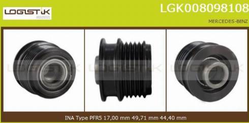 LGK LGK008098108 - Шкив генератора, муфта www.autospares.lv