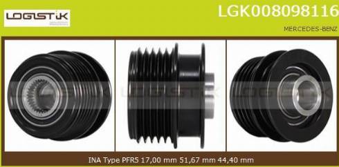 LGK LGK008098116 - Piedziņas skriemelis, Ģenerators www.autospares.lv