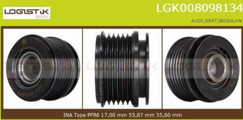 LGK LGK008098134 - Шкив генератора, муфта www.autospares.lv