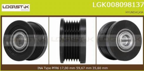 LGK LGK008098137 - Шкив генератора, муфта www.autospares.lv