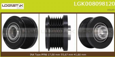 LGK LGK008098120 - Шкив генератора, муфта www.autospares.lv