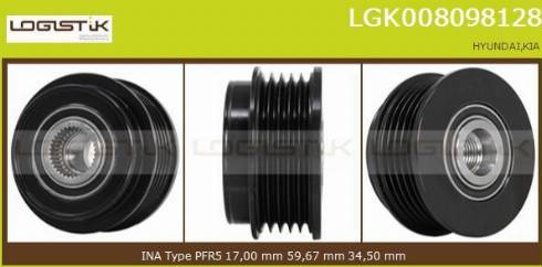 LGK LGK008098128 - Шкив генератора, муфта www.autospares.lv