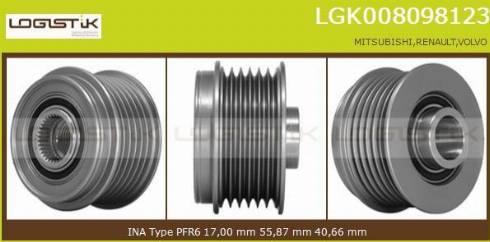 LGK LGK008098123 - Шкив генератора, муфта www.autospares.lv