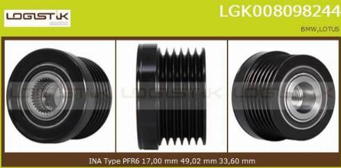 LGK LGK008098244 - Шкив генератора, муфта www.autospares.lv