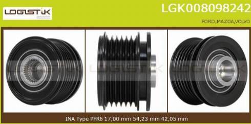 LGK LGK008098242 - Шкив генератора, муфта www.autospares.lv