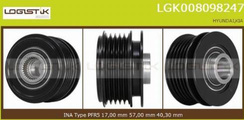 LGK LGK008098247 - Шкив генератора, муфта www.autospares.lv