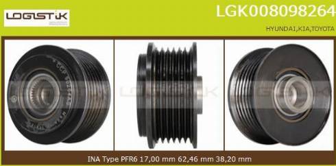 LGK LGK008098264 - Шкив генератора, муфта www.autospares.lv