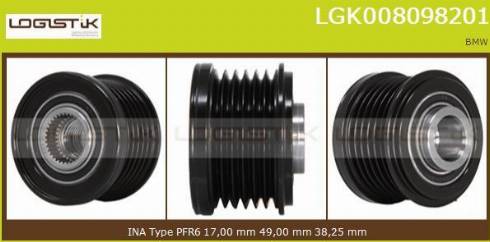 LGK LGK008098201 - Шкив генератора, муфта www.autospares.lv