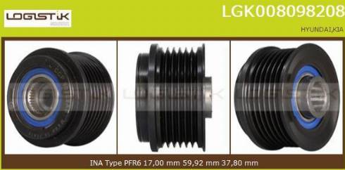 LGK LGK008098208 - Шкив генератора, муфта www.autospares.lv