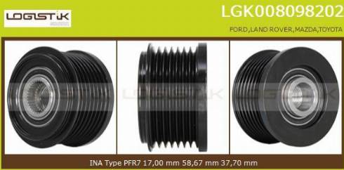 LGK LGK008098202 - Шкив генератора, муфта www.autospares.lv