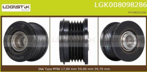 LGK LGK008098286 - Шкив генератора, муфта www.autospares.lv