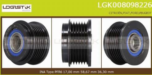 LGK LGK008098226 - Шкив генератора, муфта www.autospares.lv