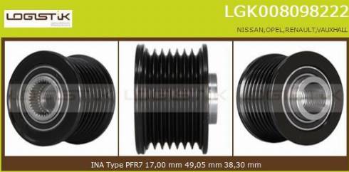 LGK LGK008098222 - Шкив генератора, муфта www.autospares.lv