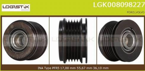 LGK LGK008098227 - Шкив генератора, муфта www.autospares.lv