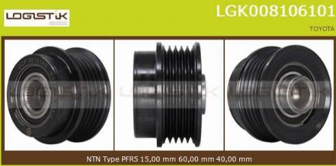 LGK LGK008106101 - Шкив генератора, муфта www.autospares.lv