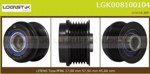 LGK LGK008100104 - Шкив генератора, муфта www.autospares.lv