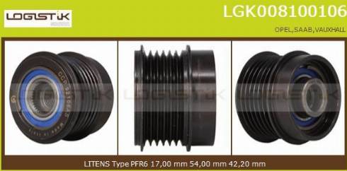 LGK LGK008100106 - Piedziņas skriemelis, Ģenerators www.autospares.lv