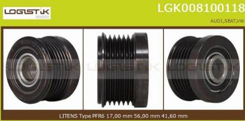 LGK LGK008100118 - Шкив генератора, муфта www.autospares.lv