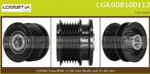 LGK LGK008100112 - Piedziņas skriemelis, Ģenerators www.autospares.lv