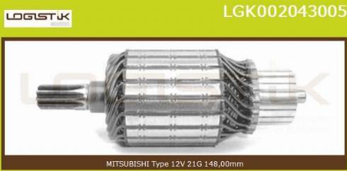 LGK LGK002043005 - Armature, starter www.autospares.lv