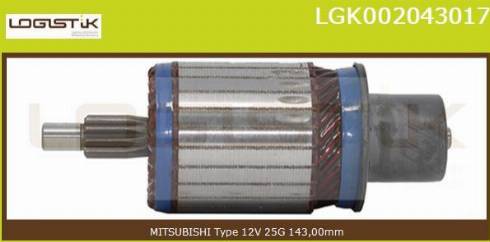 LGK LGK002043017 - Armature, starter www.autospares.lv