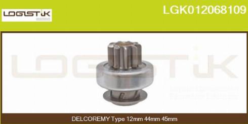 LGK LGK012068109 - Ведущая шестерня, бендикс, стартер www.autospares.lv