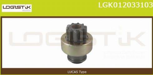 LGK LGK012033103 - Ведущая шестерня, бендикс, стартер www.autospares.lv