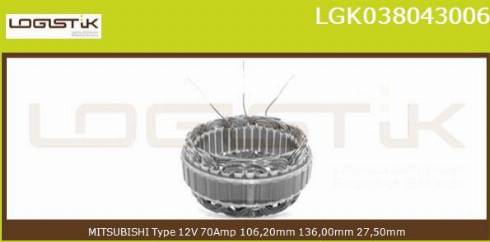 LGK LGK038043006 - Статор, генератор www.autospares.lv