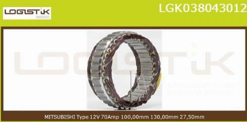 LGK LGK038043012 - Stator, alternator www.autospares.lv