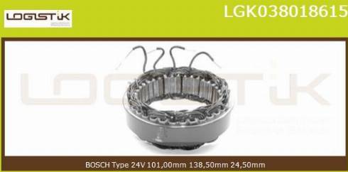 LGK LGK038018615 - Статор, генератор www.autospares.lv