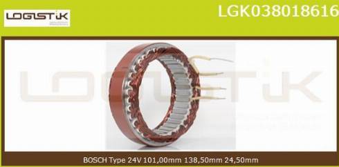 LGK LGK038018616 - Статор, генератор www.autospares.lv