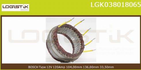 LGK LGK038018065 - Stator, alternator www.autospares.lv