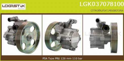 LGK LGK037078100 - Hydraulic Pump, steering system www.autospares.lv