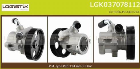 LGK LGK037078112 - Hydraulic Pump, steering system www.autospares.lv