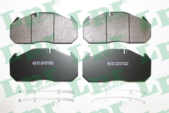 LPR 05P1152 - Brake Pad Set, disc brake www.autospares.lv