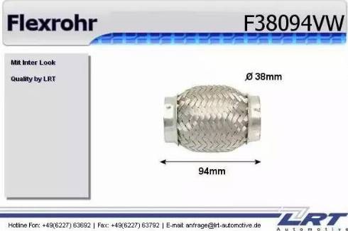 LRT F38094VW - Gofrēta caurule, Izplūdes gāzu sistēma www.autospares.lv