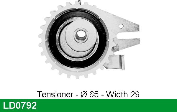 LUCAS LD0792 - Spriegotājrullītis, Gāzu sadales mehānisma piedziņas siksna www.autospares.lv