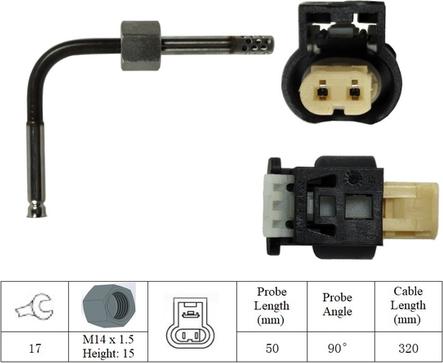 LUCAS LGS6014 - Devējs, Izplūdes gāzu temperatūra www.autospares.lv