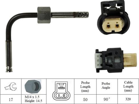 LUCAS LGS6016 - Devējs, Izplūdes gāzu temperatūra autospares.lv