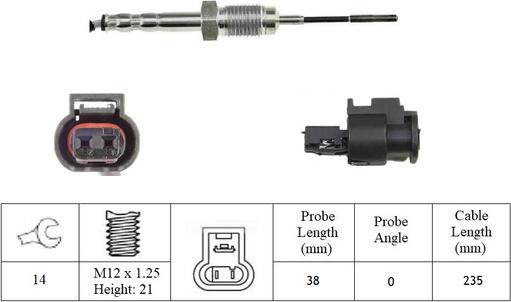 LUCAS LGS7305 - Devējs, Izplūdes gāzu temperatūra www.autospares.lv