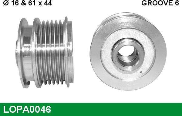 LUCAS LOPA0046 - Pulley, alternator, freewheel clutch www.autospares.lv