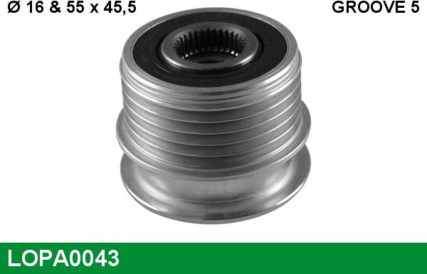 LUCAS LOPA0043 - Шкив генератора, муфта www.autospares.lv