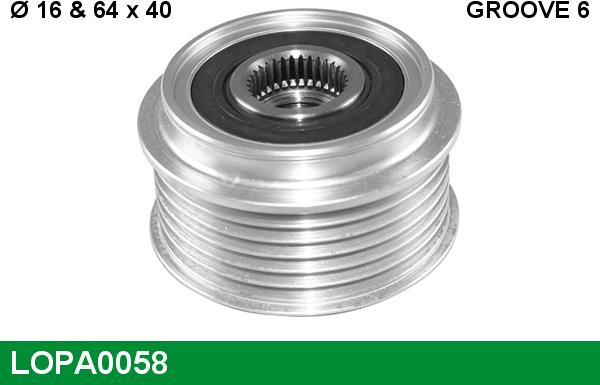 LUCAS LOPA0058 - Шкив генератора, муфта www.autospares.lv