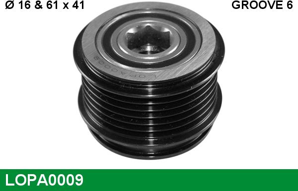 LUCAS LOPA0009 - Piedziņas skriemelis, Ģenerators www.autospares.lv