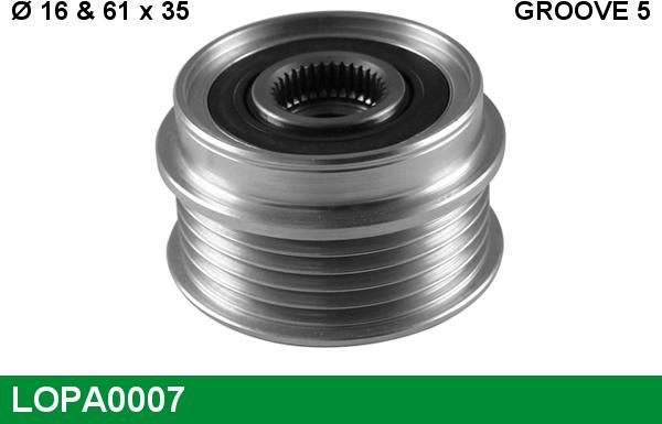 LUCAS LOPA0007 - Piedziņas skriemelis, Ģenerators www.autospares.lv