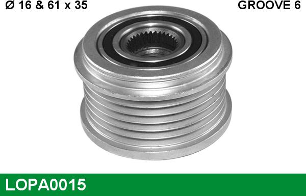 LUCAS LOPA0015 - Шкив генератора, муфта www.autospares.lv