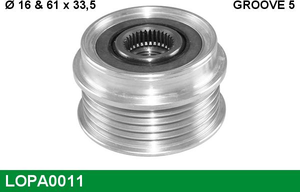 LUCAS LOPA0011 - Pulley, alternator, freewheel clutch www.autospares.lv