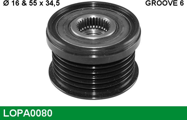 LUCAS LOPA0080 - Шкив генератора, муфта www.autospares.lv